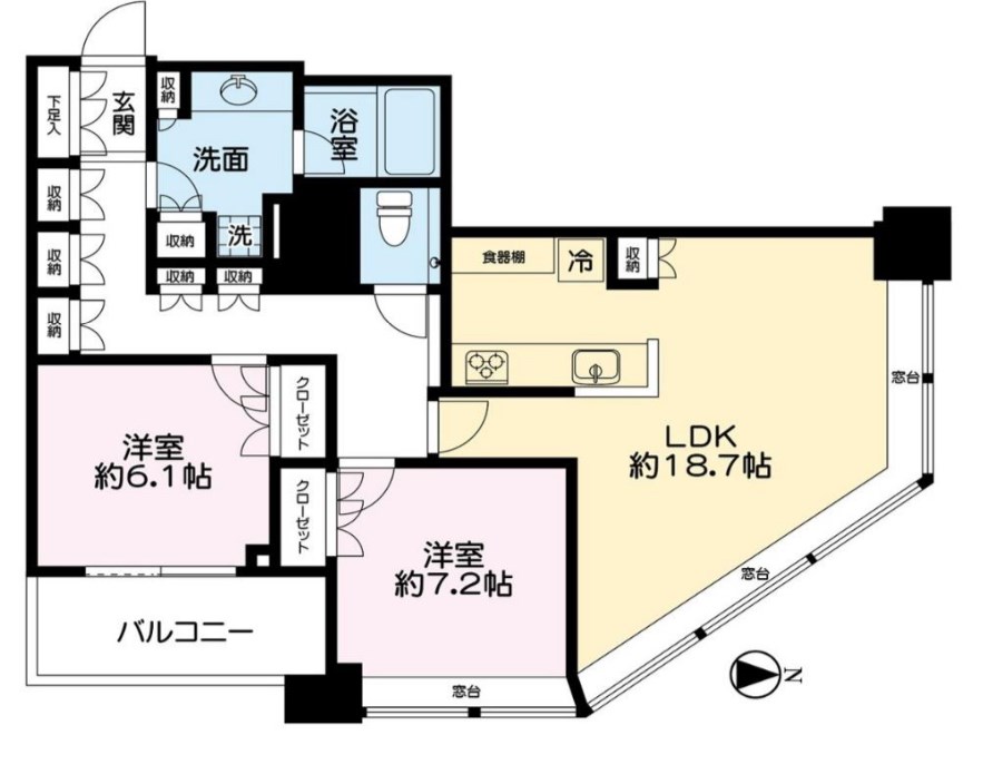 ブリリアタワー東京　33階北東角部屋 間取り図