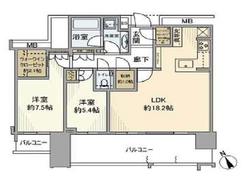 スカイズタワーズ＆ガーデン　36階南西向き 間取り図