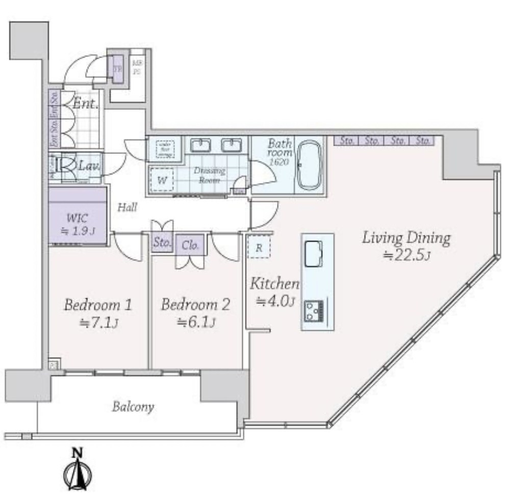 THE TOYOSU TOWER　40階南西角部屋 間取り図