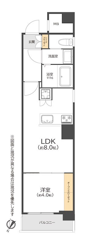 ストーク両国秀山　6階北東角部屋 間取り図