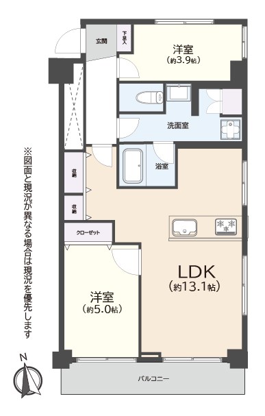 フジハイツ　最上階南東角部屋 間取り図