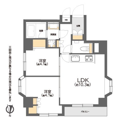 シティポート両国　9階3方向角部屋 間取り図