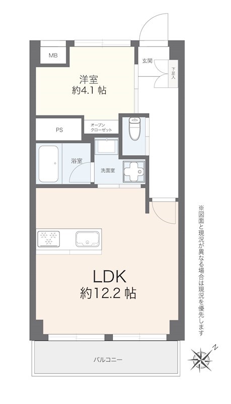 新大橋永谷マンション　3階南西向き 間取り図