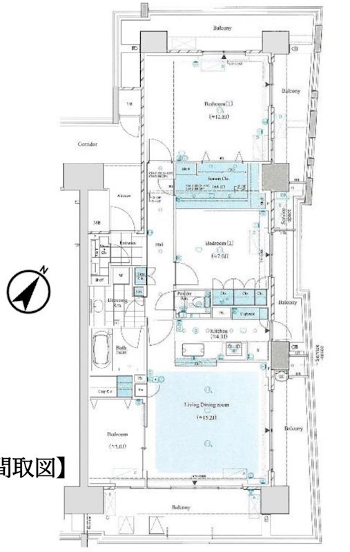 HARUMI FRAG SEA VILLEGE　E棟　13階北東角部屋 間取り図