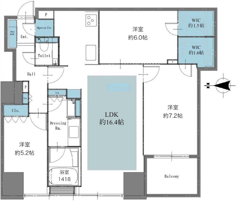 シティタワーズ豊洲ザ・ツイン　ノースタワー　25階西向き 間取り図