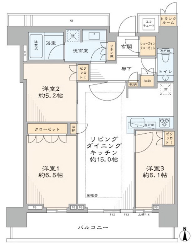 ザ・パークハウス晴海タワーズ　ティアロレジデンス　36階南向き 間取り図