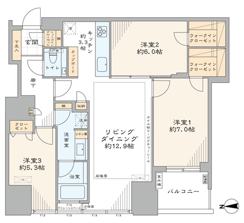 シティタワーズ豊洲ザ・ツイン　ノースタワー　20階西向き 間取り図