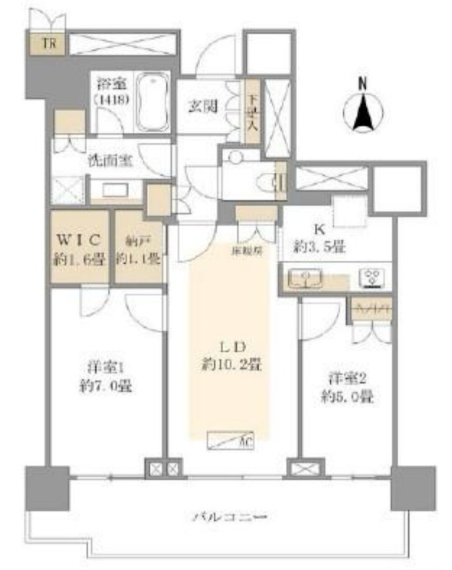 ザ・パークハウス晴海タワーズ　クロノレジデンス 32階南向き 間取り図