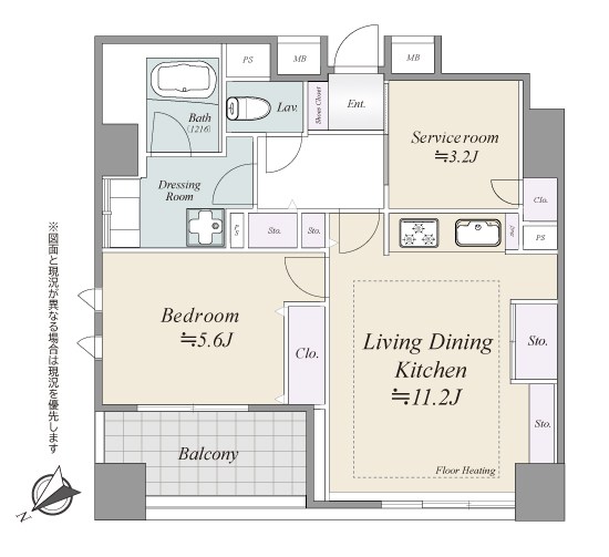 エルステージ月島アトラージュ　5階角部屋 間取り図