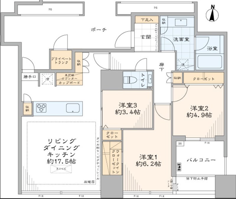 ワールドシティタワーズ アクアタワー2　24階南向き 間取り図
