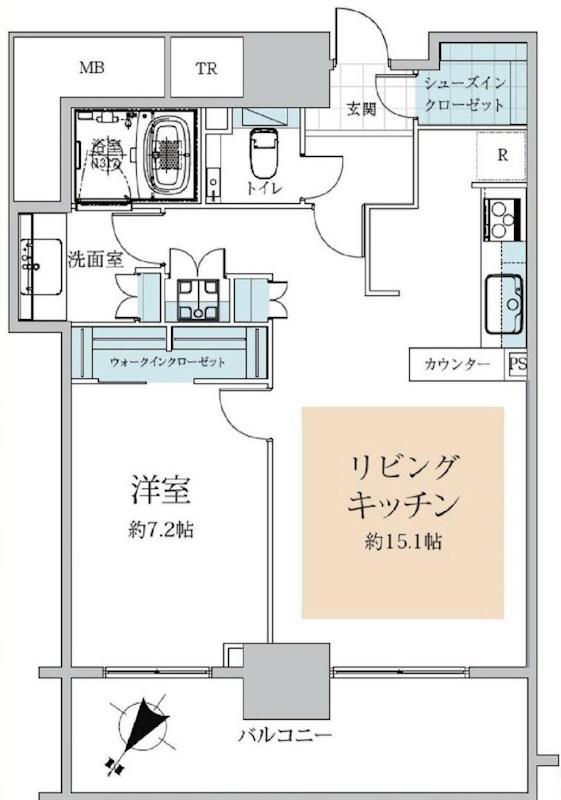 アイ・マークタワー　14階北西向き 間取り図