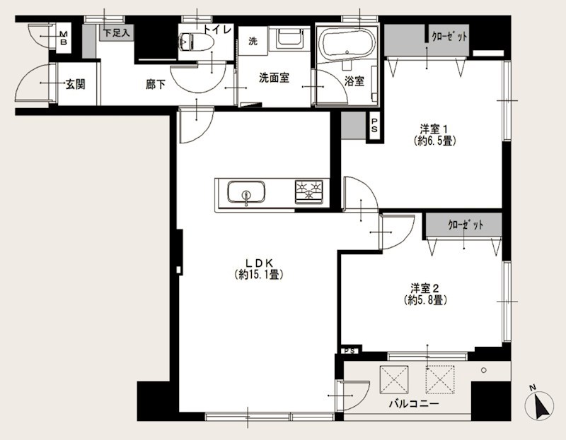 モナークキャッスル両国　4階南西角部屋 間取り図