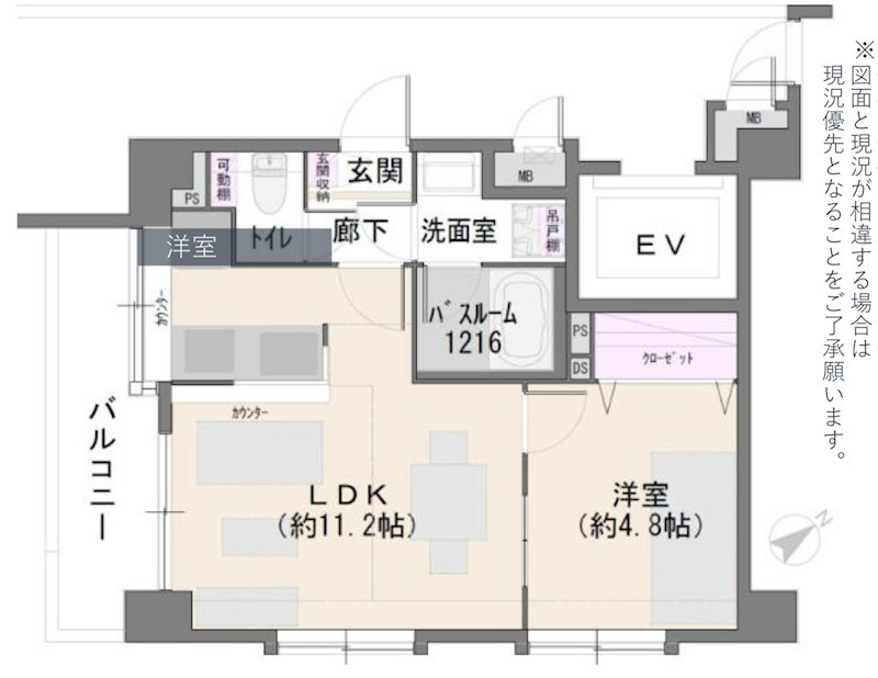 グランイーグル門前仲町　10階南西角部屋 間取り図