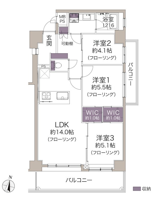 菊川ビューハイツ　3階南東角部屋 間取り図