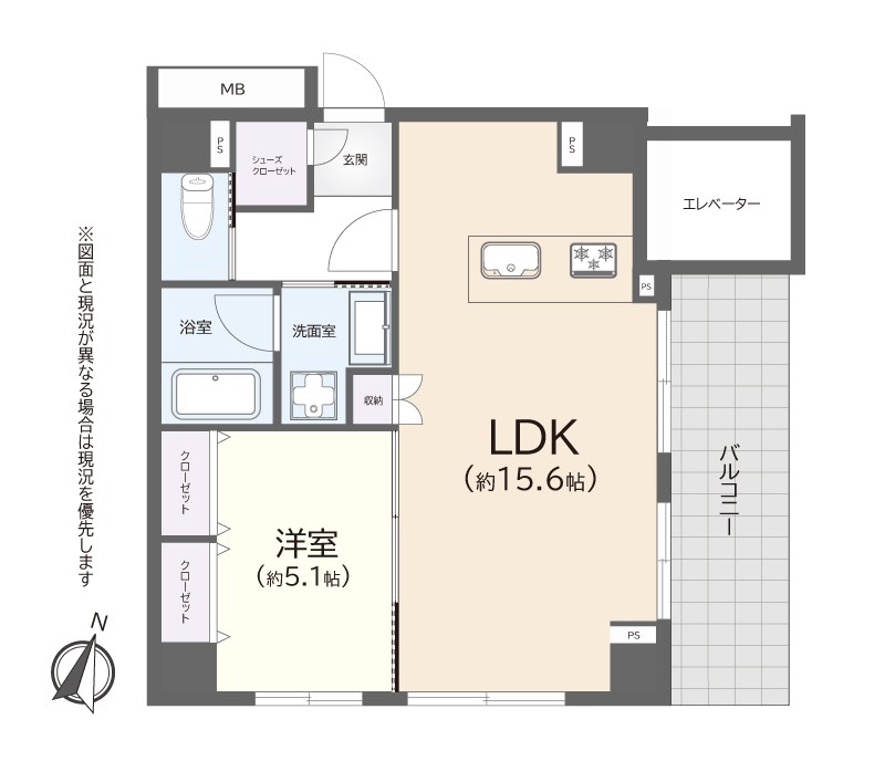 フュージョナル両国 6階南東角部屋 間取り図