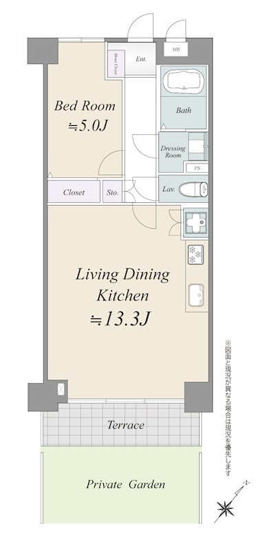 日本橋グリーンハイツ　南東向きテラス専用庭付き 間取り図