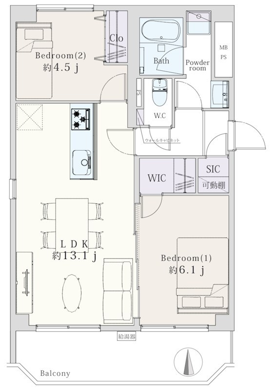 チサンマンション両国　最上階南西角部屋 間取り図