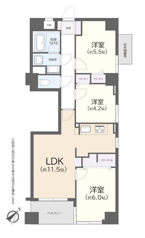 クィーンシティ両国　4階南東角部屋 間取り図