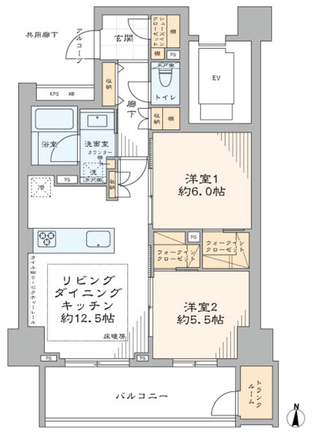 エクセレントシティ錦糸町　11階南向き 間取り図
