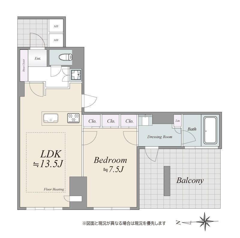 アスコットパーク住吉テラステージ　7階南西角部屋 間取り図