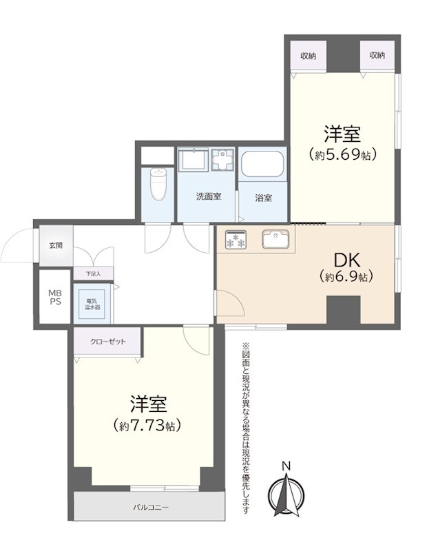 キャッスルマンション両国　5階南東角部屋 間取り図