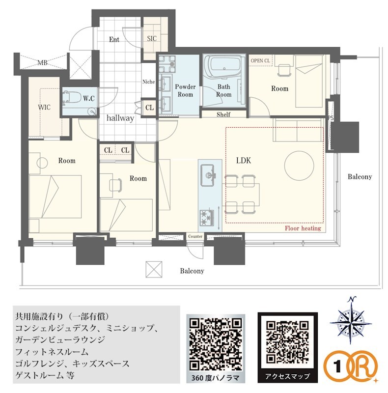 ザ・パークハウス晴海タワーズ　ティアロレジデンス　12階南東角部屋 間取り図
