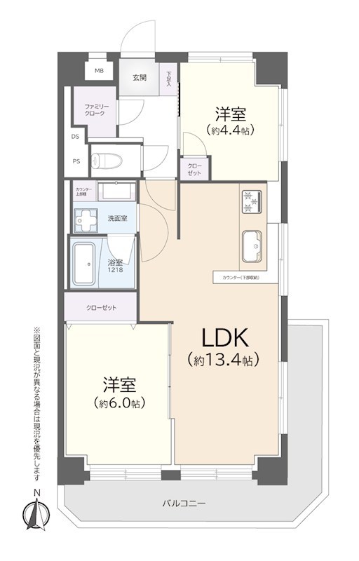 ライオンズマンション両国　4階南東角部屋 間取り図