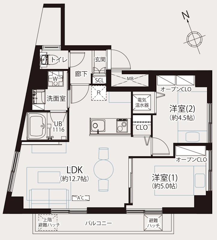 コートシティ木場　8階3方向角部屋 間取り図