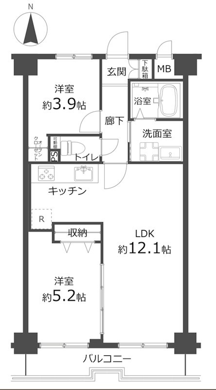 セザール錦糸町　4階南向き 間取り図