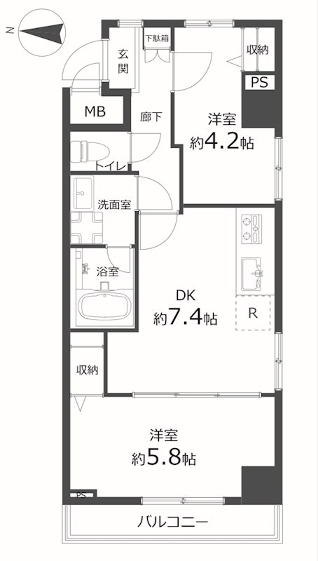ライジングプレイス錦糸町　3階南西角部屋 間取り図