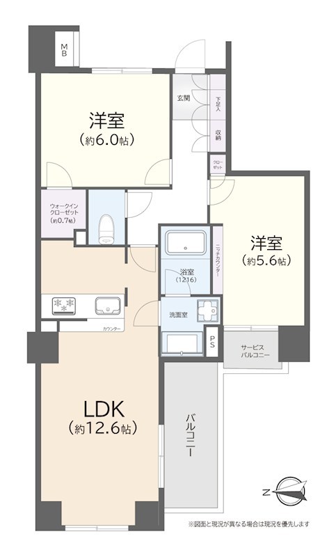 クレストフォルム錦糸町　8階南西角部屋 間取り図