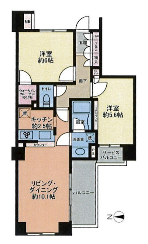 クレストフォルム錦糸町　8階南西角部屋 間取り図