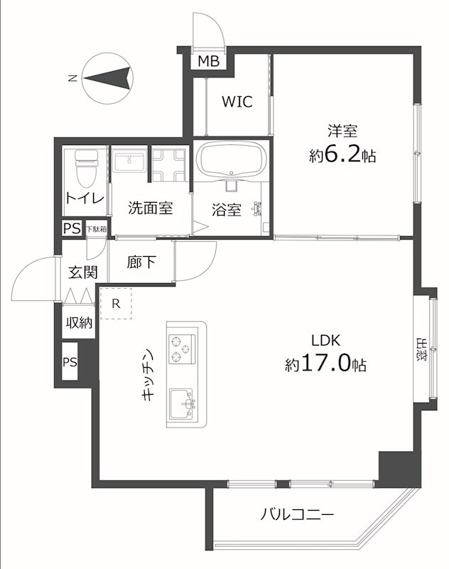 ル・リオン錦糸町エグゼ　3階南西角部屋 間取り図