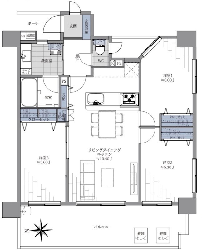 アーデル両国　2階南西角部屋 間取り図