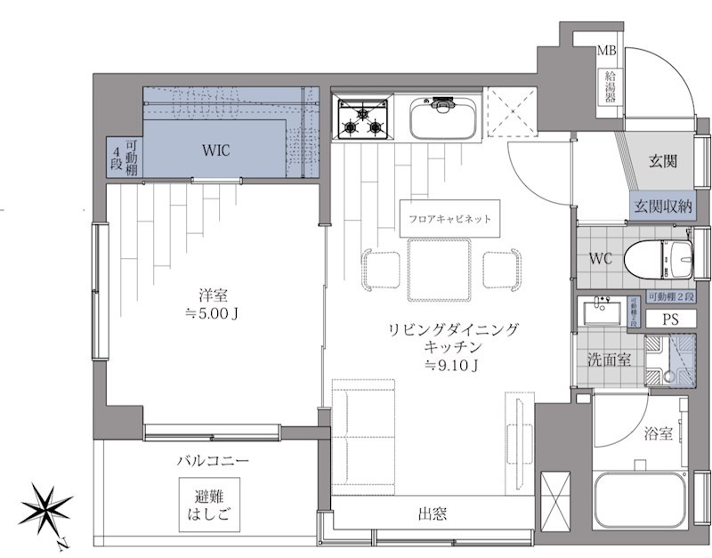 グランイーグル門前仲町　3階3方向部屋 間取り図