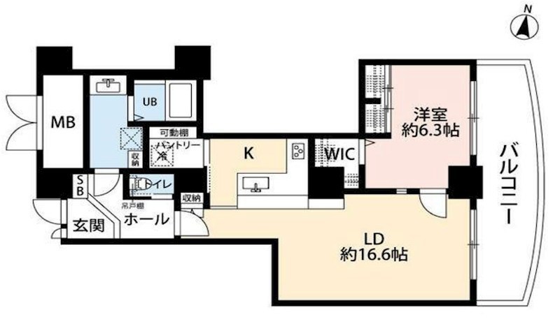 ザ・ガーデンタワーズ　サンセット　13階東向き 間取り図