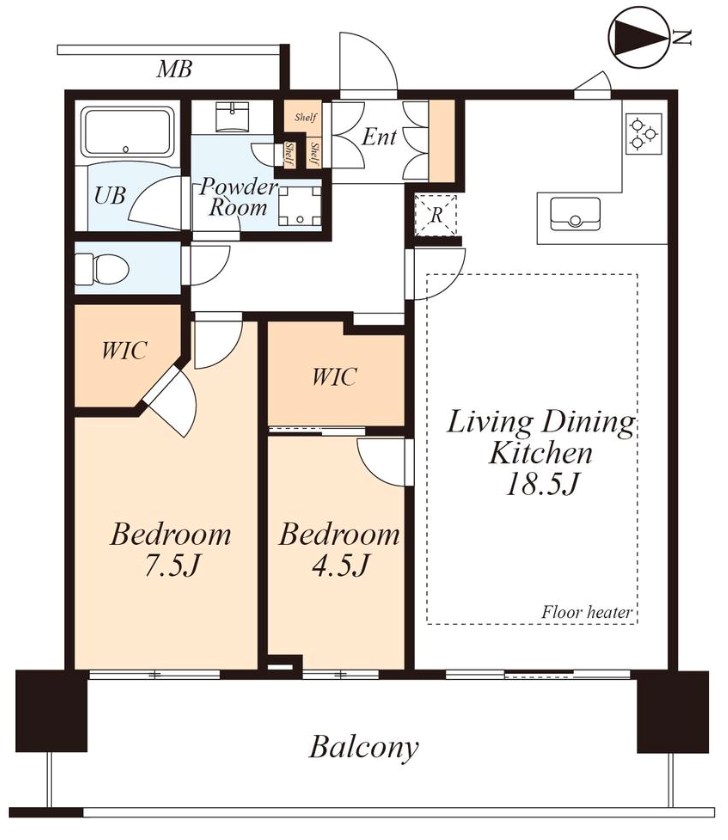 アーバンドックパークシティ豊洲タワーA棟　37階東向き 間取り図