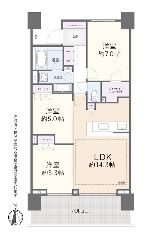 アデニウムコート木場公園　最上階南向き 間取り図