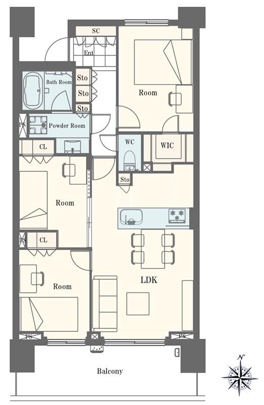 アデニウムコート木場公園　最上階南向き 間取り図