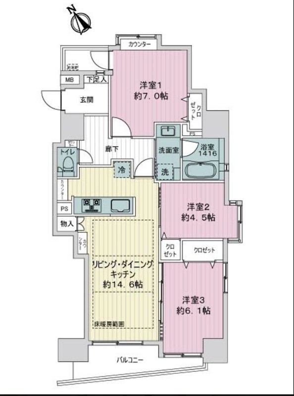 ライオンズマンション両国リバーステージ　10階南東角部屋 間取り図
