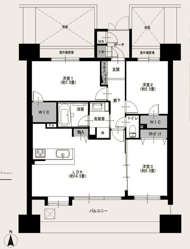 ブルージュ東大島　最上階20階南向き 間取り図