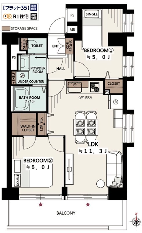 両国緑スカイハイツ　3階南東角部屋 間取り図