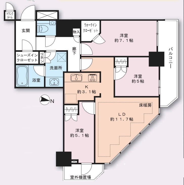 パークハウス清澄白河タワー　19階角住戸 間取り図
