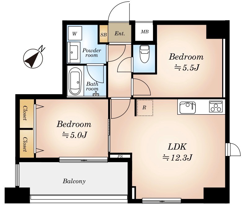 ベルファース水天宮前　11階南西角住戸 間取り図