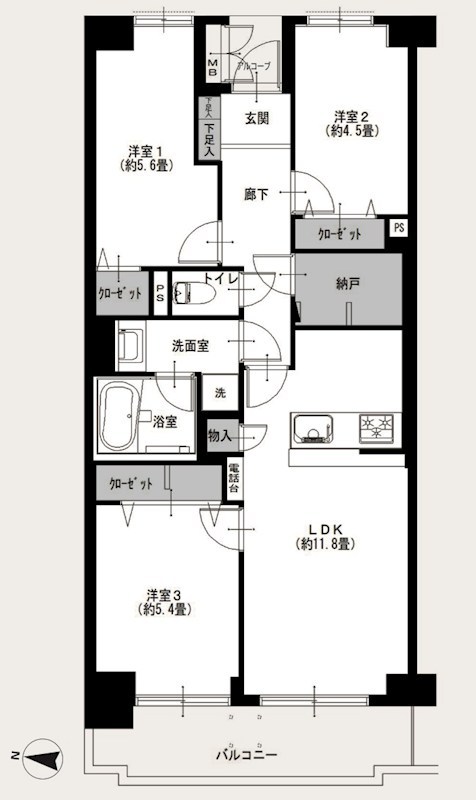 東大島ファミールハイツ1号棟 間取り図