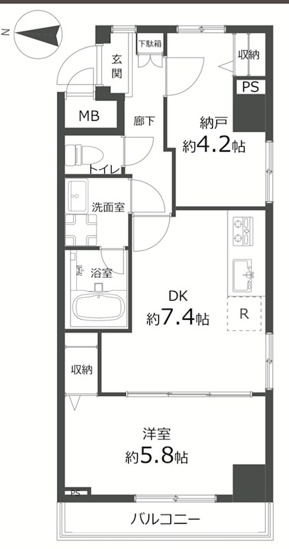 Rising Piace 錦糸町　3階南西角部屋 間取り図