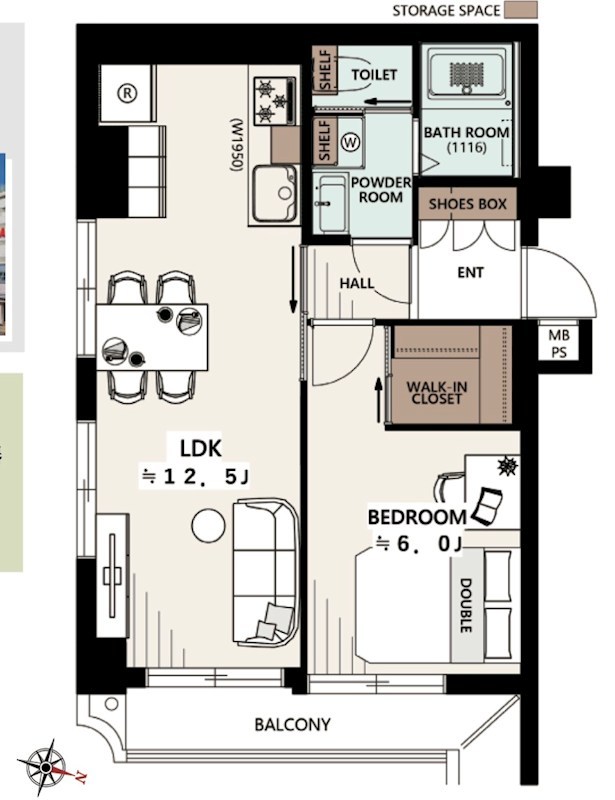 錦糸町グリーンプラザ　7階南東角部屋 間取り図