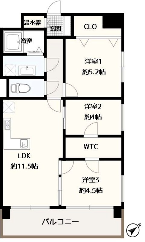 ヴェラハイツ門前仲町　4階南東角住戸 間取り図