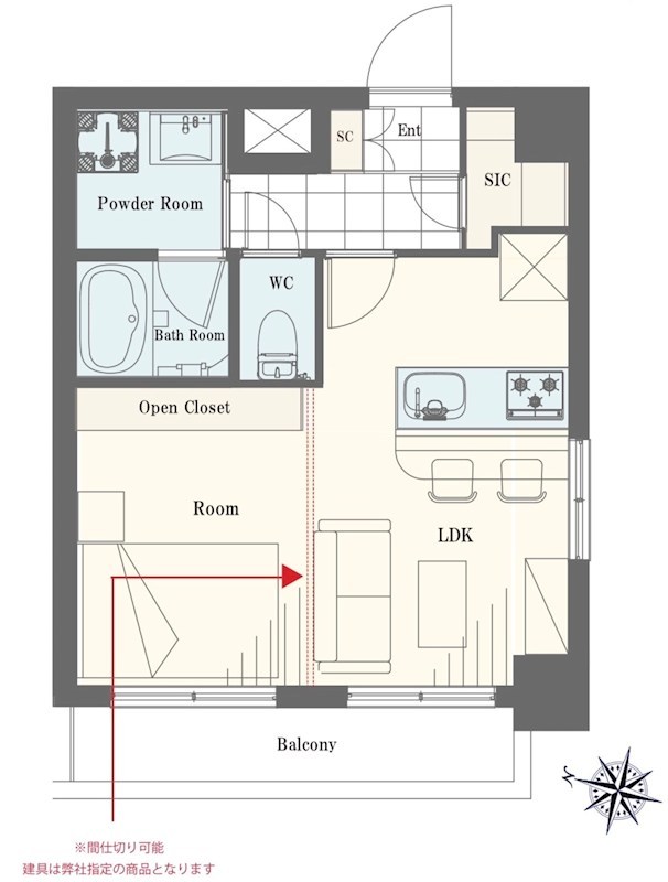 スカイコート両国　5階南西角住戸 間取り図