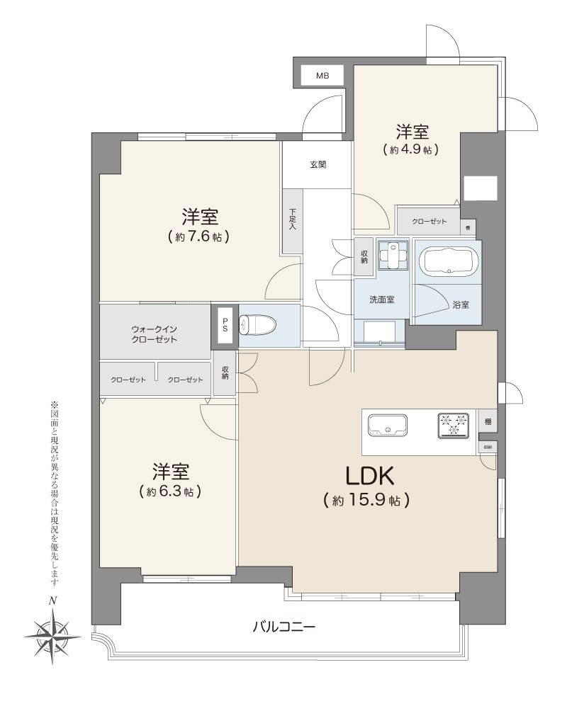 コスモプレイス亀戸　3階南東角住戸 間取り図
